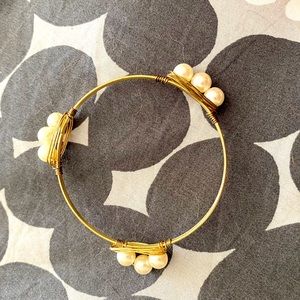 Pearl and gold bangle bracelet